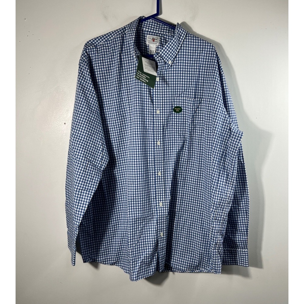 Mens LL Bean Kennebunk Sport Gingham Button Shirt Long Sleeve 2XL Reg NWT
